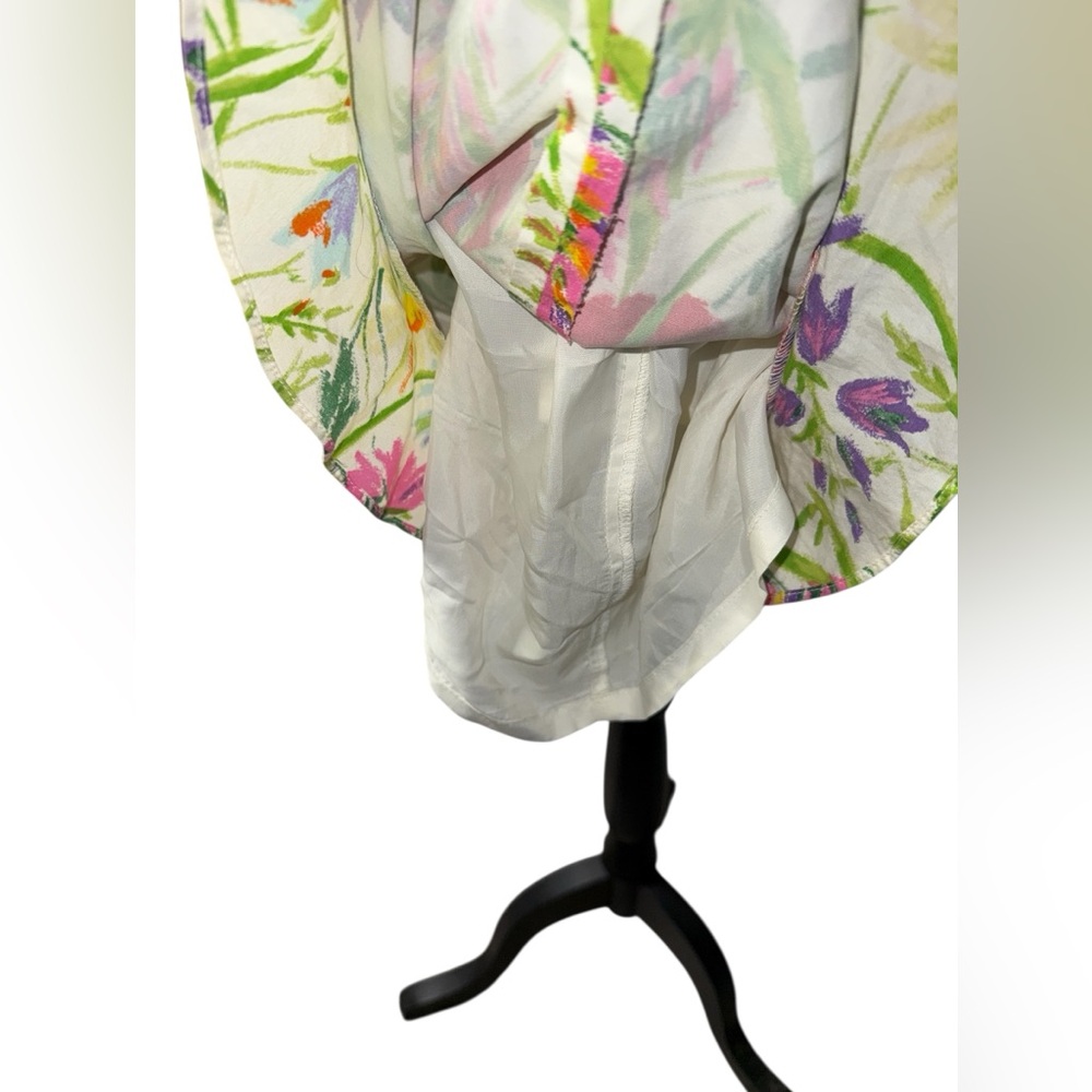 Vintage David Meister Spring Floral Ruffle Hem Sun Mini Dress Spaghetti Strap 6 - Picture 5 of 12